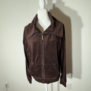 Women's Calvin Klein Brown Velour Zip Jacket - Size XL